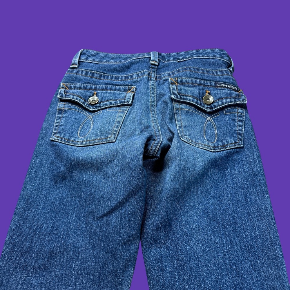 Calvin Klein Jeans Womens Size 6 Blue Denim Flare Bootcut Y2K Pocket Logo